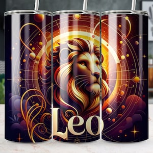Leo Zodiac 20 oz Skinny Straight/Tapered Tumbler Wrap, Tumbler Png, Instant Digital Download, Leo Tumbler Wrap, Astrology Tumbler Design