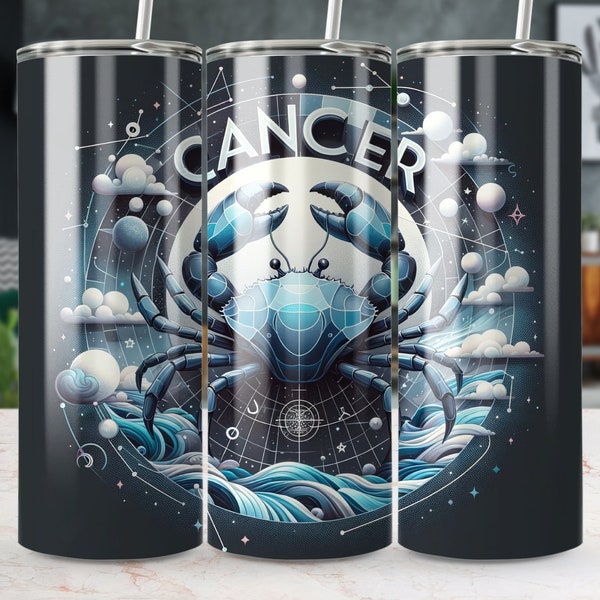 3d Cancer Zodiac 20 oz Skinny Straight/Tapered Tumbler Wrap, Tumbler Png, Instant Digital Download, Cancer Tumbler Wrap