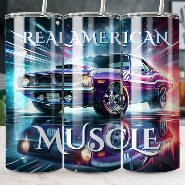 Real American Muscle Classic Car 20 oz Skinny Tumbler Sublimation Design, Straight/Tapered Tumbler Wrap Tumbler Png Instant Digital Download