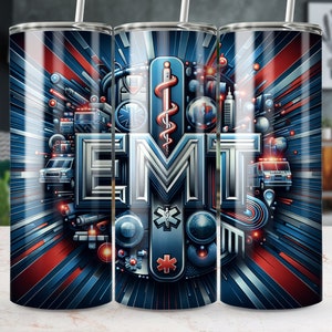 Emergency Medical Technician 20 Oz Skinny Tumbler Wrap Sublimation Design, Digital Download, EMT Tumbler Wrap, First Responder Gift