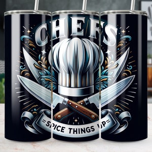 Chef 20 oz Skinny Tumbler Wrap Sublimation Design, Chefs Spice Things Up Tumbler Wrap, Tumbler Design, Digital Download, Culinary Design PNG