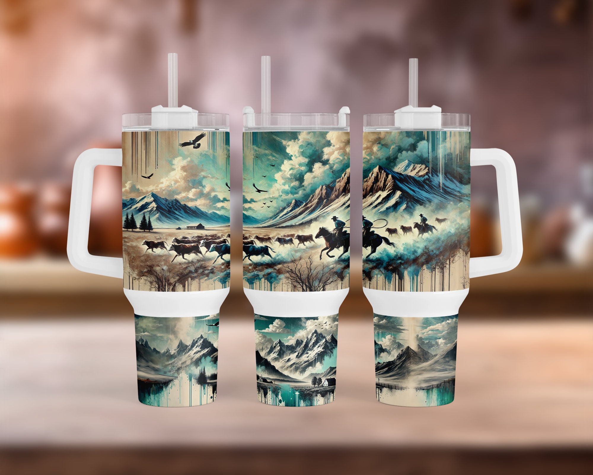 Cowboy Western 40 Oz Tumbler Wrap, Sublimation Design Templates, 40oz ...