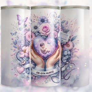 OB-Gyn Nurse 20 oz Seamless Skinny Tumbler Wrap Sublimation Design, Tumbler Png, Digital Download, Maternity Nurse Tumbler Design image 3