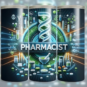 Apotheker 20 Unze nahtlose Skinny Tumbler Wrap Sublimationsdesign, Becher Png, digitaler Download, Apotheke Tumbler Wrap PNG