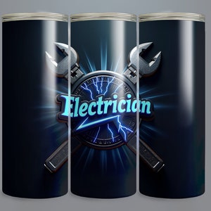 Electrician seamless tumbler wrap 20 oz skinny sublimation design digital download PNG, DIY Gift Idea For Electrician