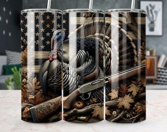 Turkey Hunting 20 oz Skinny Tumbler Wrap Sublimation Design, DIY Tumbler Idea For Hunters, Bird Hunter Tumbler Png, Digital Download