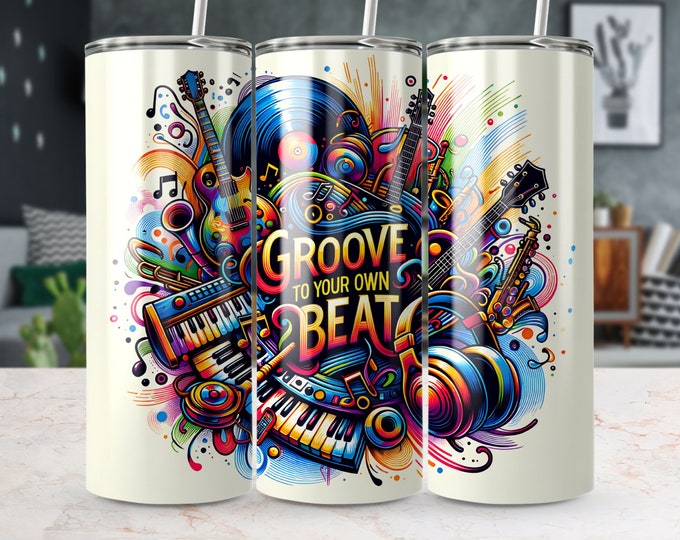 Musician Groove To Your Own Beat 20 Oz Seamless Skinny Tumbler Wrap