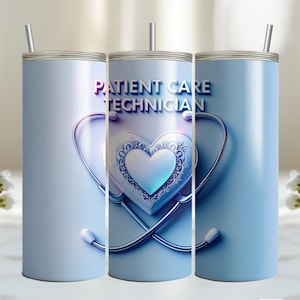 Patient Care Technician 20 oz Seamless Skinny Sublimation Design Tumbler Wrap, Tumbler Png, Instant Digital Download, Nursing Gift Idea