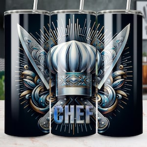 Chef 20 oz Skinny Tumbler Wrap Sublimation Design Digital Download PNG, Tumbler Png, Digital Download, Culinary Tumbler Wrap, Cooking Design