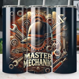 Master Mechanic 20 Oz Sublimation Skinny Tumbler Wrap, Custom Mechanic Gift, Car Enthusiast Tumbler Design, Mechanic Themed Tumbler Wrap
