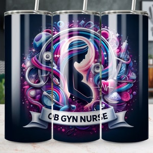OB GYN Sjuksköterska 20 oz smal tumbler wrap, rak/avsmalnande design, tumbler png, digital nedladdning, obstetriksjuksköterska tumbler wrap, gynekolog