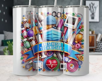 Anesthesia Technician 20 Oz Skinny Tumbler Wrap Sublimation Design, Medical Field Pre-Surgery Tumbler Wrap, Digital Download