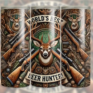 Der weltbeste Deer Hunter Nahtlose Tumbler Wrap 20 Oz Skinny Sublimationsdesign Digitaler Download PNG