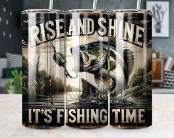 Fishing Time 20 oz Skinny Tumbler Wrap, Straight/Tapered Design, Tumbler Png, Instant Digital Download,