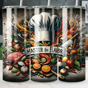 Chef 20 oz Skinny Tumbler Wrap, Straight/Tapered Design, Tumbler Png, Instant Digital Download, Cooking Tumbler Wrap