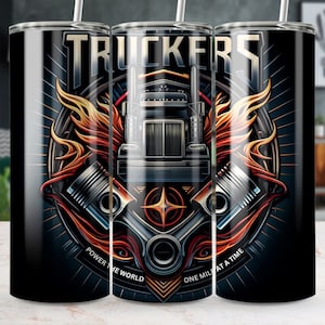 Truckers Tumbler Wrap, 20 oz Skinny Tumbler Design, Tumbler Png, Instant Digital Download, OTR Truck Driver Tumbler, Big Rig Truck Design