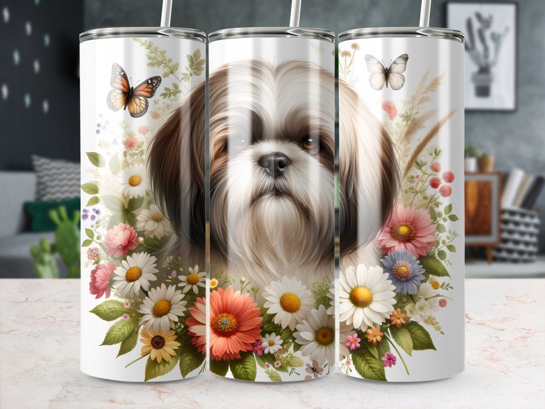 Shih Tzu Dog Tumbler Wrap 20oz Skinny Sublimation Design Instant ...