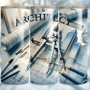 Arkitekt 20 oz sömlös smal tumbler wrap sublimeringsdesign, tumbler png, digital nedladdning, byggplanerare tumblerdesign png