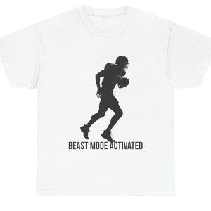 Football Player Beat Mode Activated Unisex Heavy Cotton Tee, Sports T-Shirt, Soccer Fan Gift, Athlete Shirt, Game Day Apparel, Sports Lover