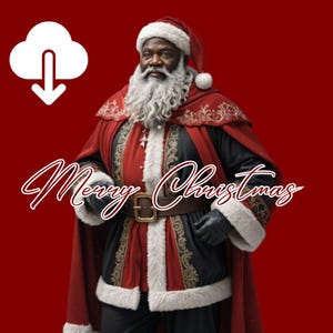 Black Santa Claus Digital Download | Christmas Holiday Art Print | Winter Wonderland Santa Illustration | Instant Download