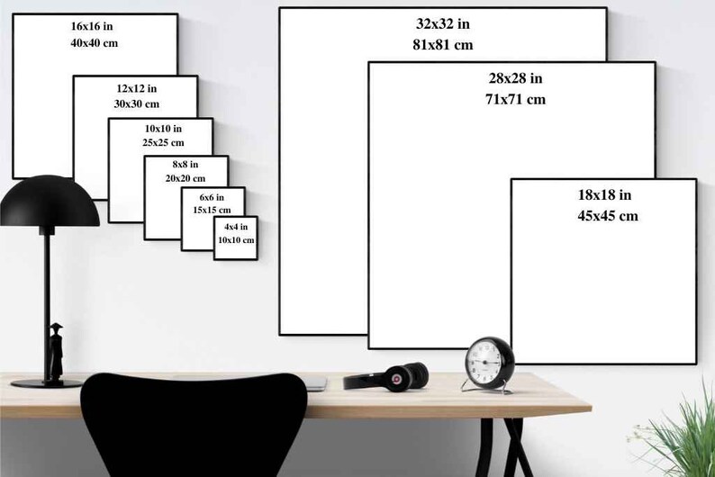 Wall Art Size Guide Square Frame Size Guide Poster Size Etsy