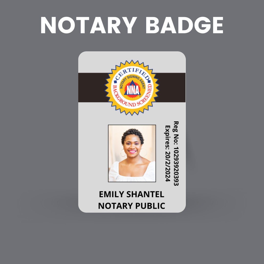 Notary Signing Agent ID Badge Notary Editable ID Badge Etsy