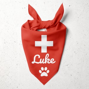 Personalized Swiss Flag Dog Bandana - Switzerland - Tie Around