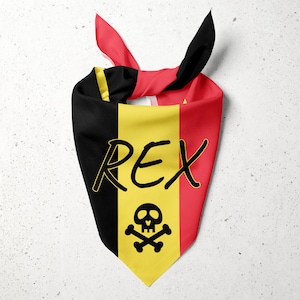 Personalized Belgium Flag Dog Bandana - Tie Around