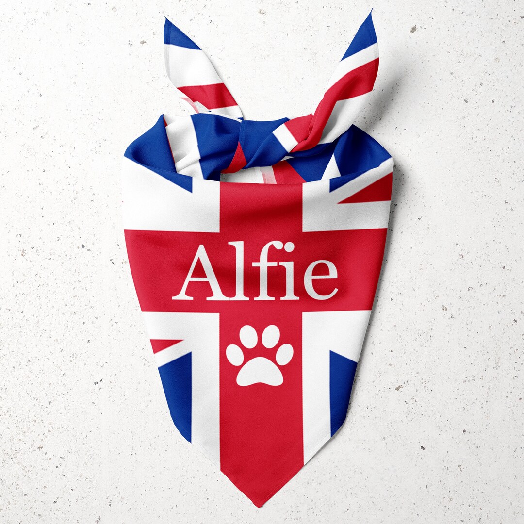 Personalized British Union Jack Dog Bandana Tie Around Etsy