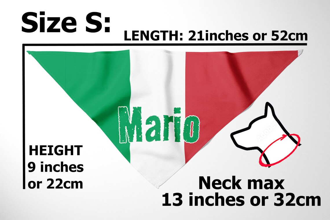 Personalized Italian Flag Dog Bandana Tie Around Etsy