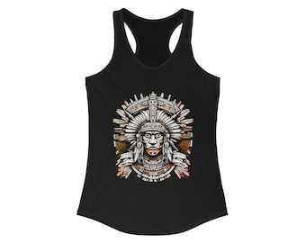 Aztec  women's racerback tank top | mystic aztec warrior activewear dark - Aztec Prince Warrior - Aztec Mexico - Mayan Warrior