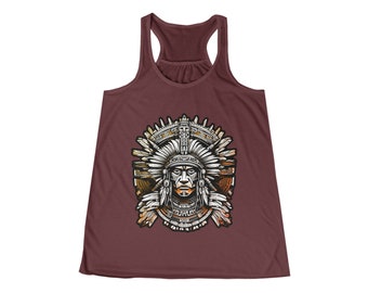 Aztec  racer back tank top dark - Aztec Prince Warrior - Aztec Mexico - Mayan Warrior - Azteca - Reina Azteca - Aztec Warrior