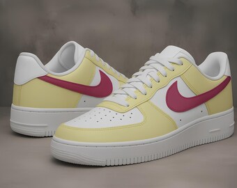 CUSTOM Nike Air Force 1 Pink / Yellow Shoes Alternate - Etsy display picture 3