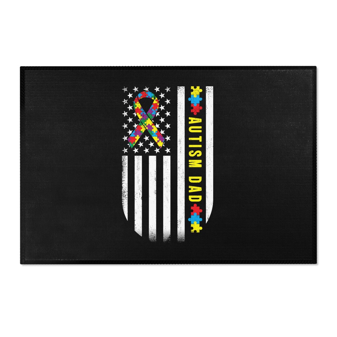 Autism Dad Area Rug Home Decor Dark Autism Parent Proud Autism Father ...