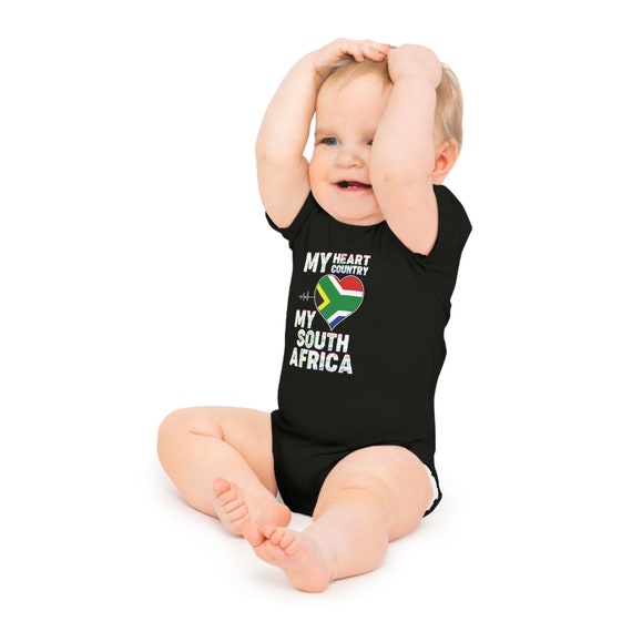 Cadeau body bébé manches courtes mon coeur afrique du Sud foncé South  African Pride Heritage -  France