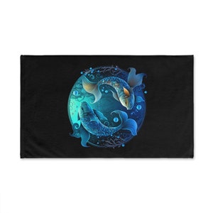 Pisces Zodiac Sign hand towel dark - Pisces Sign Art - Signo del Zodíaco de Piscis - Zodiac Xmas Gift - regalo zodiaco - toalla image 3