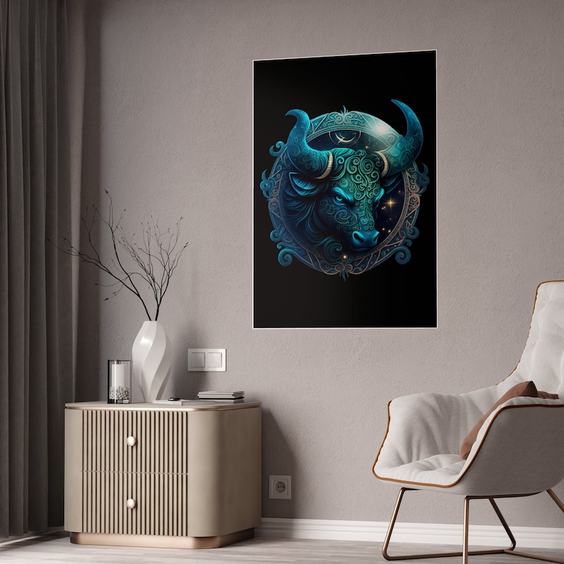 Taurus Poster Wall Art Decor Sign Dark Taurus Zodiac Sign Horoscope