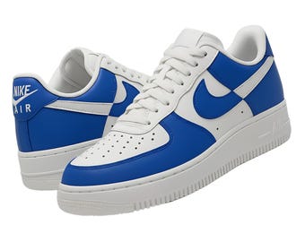 Custom Air Force 1 Blue & White | Handcrafted Leather Sneakers | Unique Streetwear Shoes | Men’s Women’s Sizes