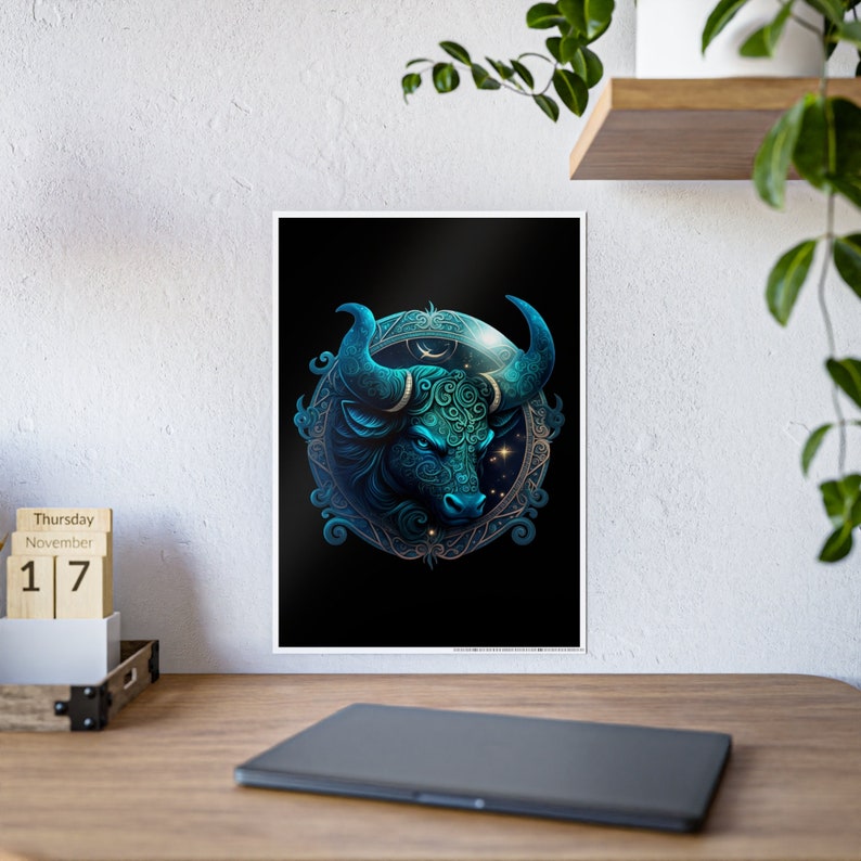 Taurus Poster Wall Art Decor Sign Dark Taurus Zodiac Sign Horoscope