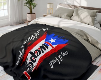 Puerto rican pride arctic fleece blanket dark- Puerto Rico - Boricua - PR  - Wepa Boriquen - Puertorriqueño  - Boriquen Xmas Gift - Manta