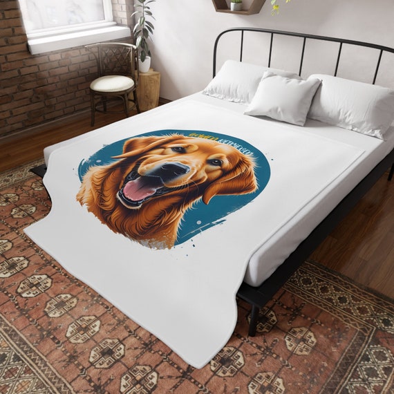 Golden retriever plush blanket deals