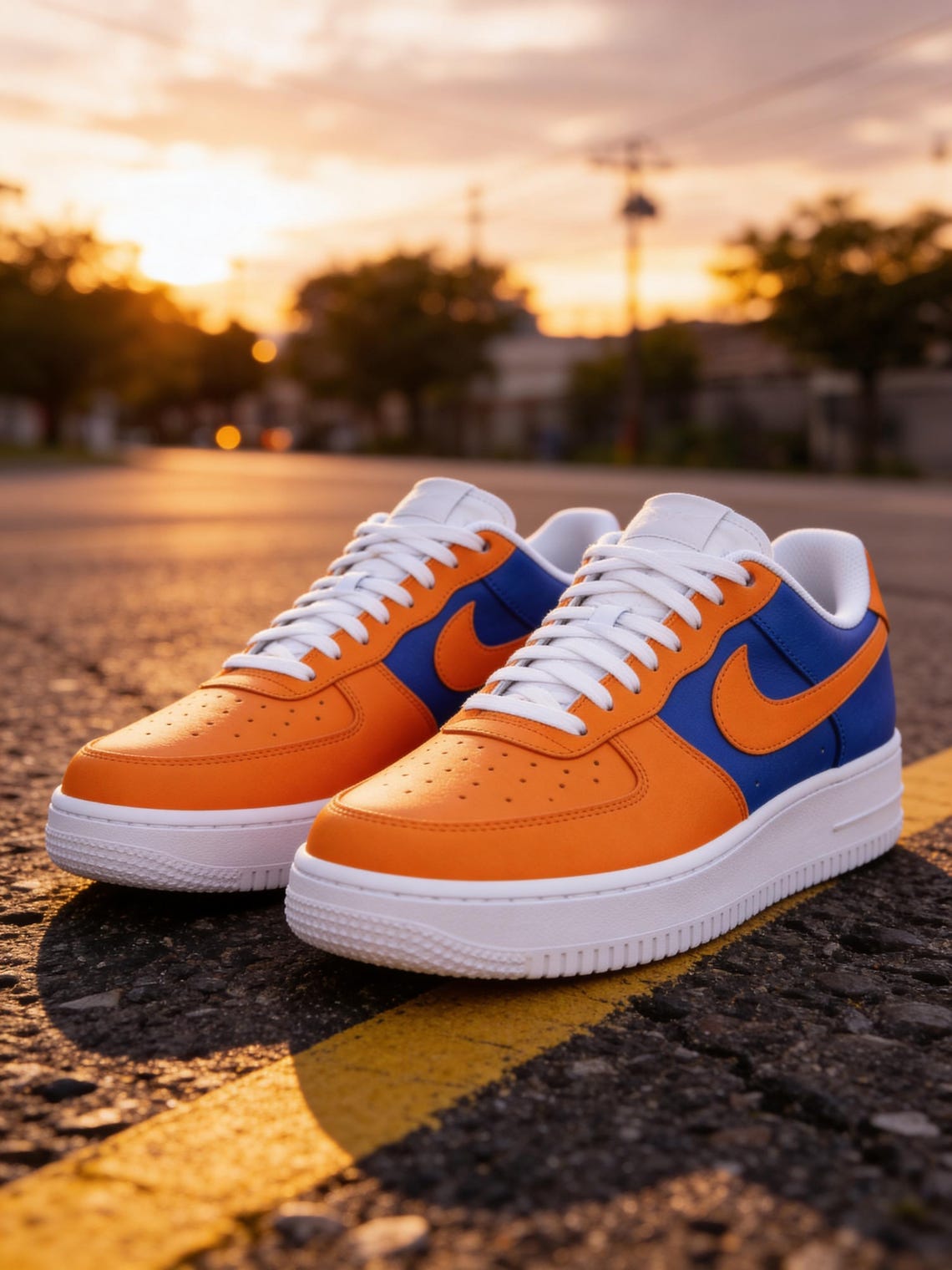 Custom Orange and Blue Air Force 1 Low Sneakers – Bold Two Tone AF1 ...