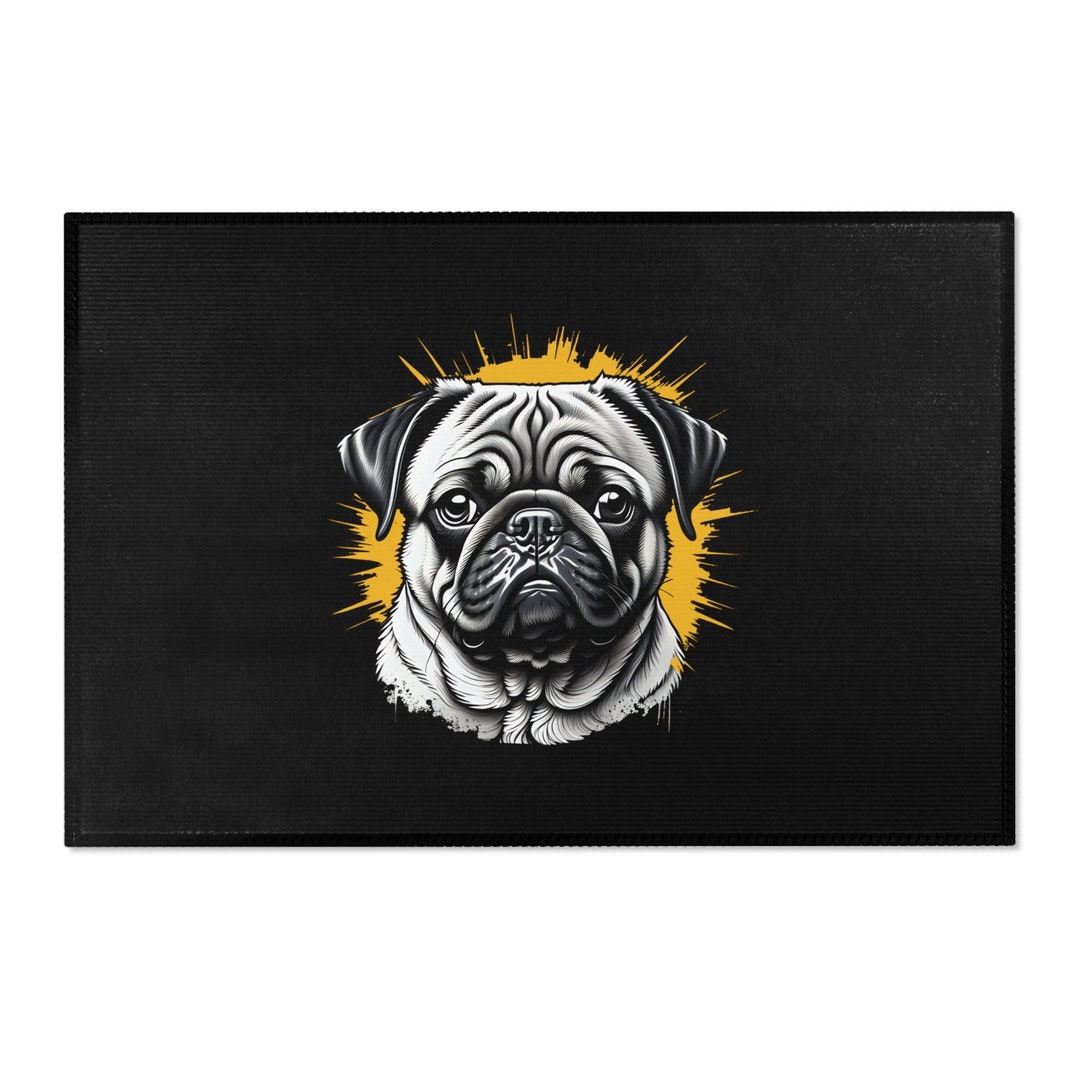 Pug Dog Area Rug | Home Decor Dark - Pug Dog Gift - Atrás - Etsy