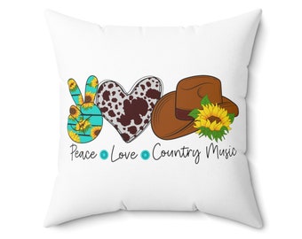 West peace love country music basic pillow (polyester) light