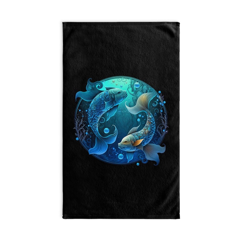 Pisces Zodiac Sign hand towel dark - Pisces Sign Art - Signo del Zodíaco de Piscis - Zodiac Xmas Gift - regalo zodiaco - toalla image 2