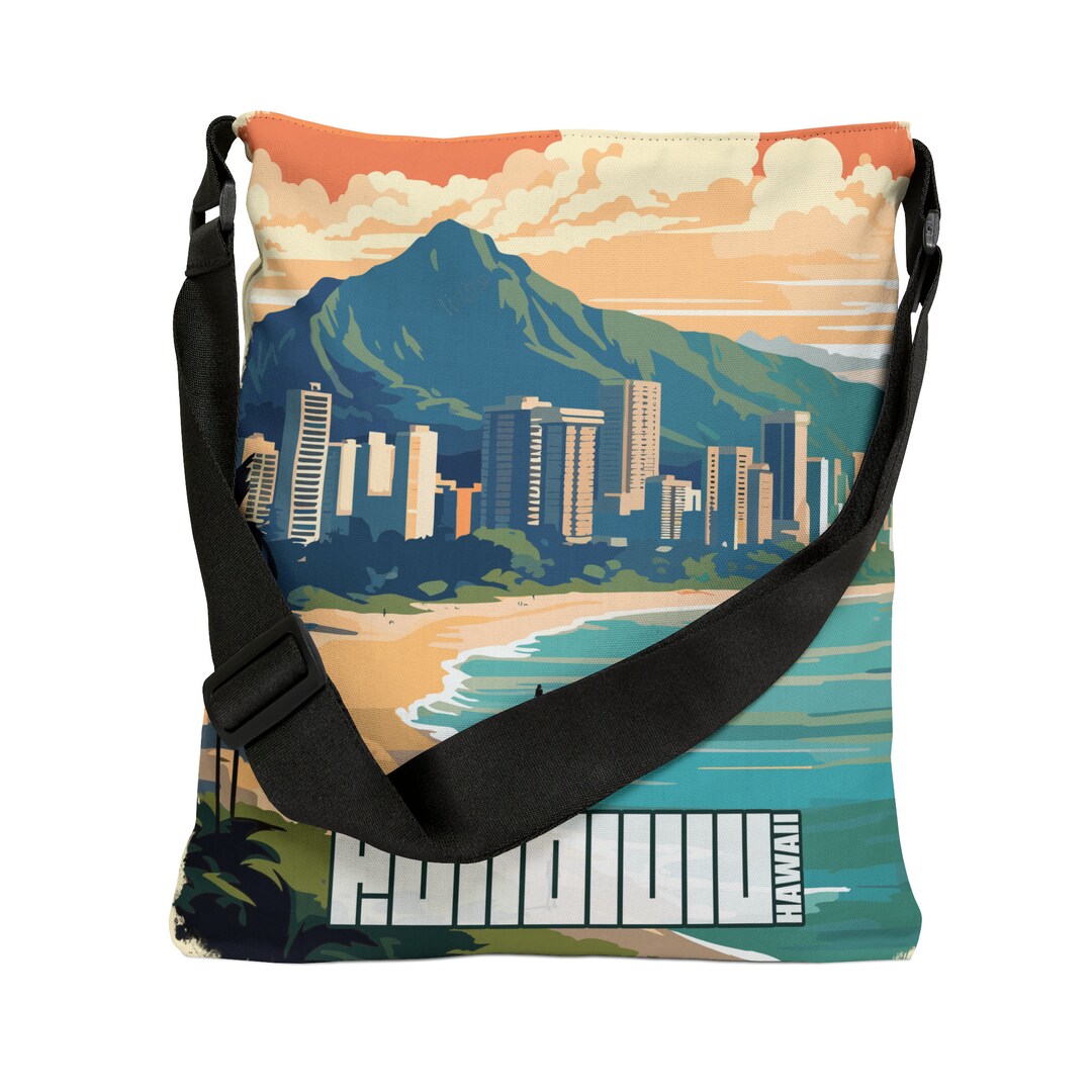 Honolulu Hawaii Beach Cityscape USA Tote Bag Purse adjustable Dark Etsy