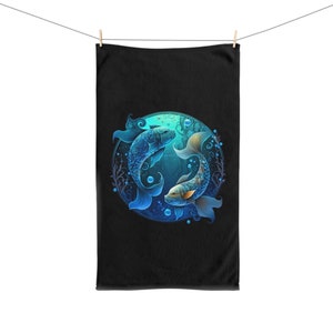 Pisces Zodiac Sign hand towel dark - Pisces Sign Art - Signo del Zodíaco de Piscis - Zodiac Xmas Gift - regalo zodiaco - toalla image 4