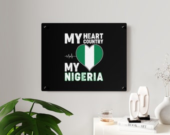 Acrylic house decorAcrlyic SignNigeria Pride acrylic wall art panels dark - Nigeria Xmas Gift - Nigerian Flag - Africa Christmas Gift