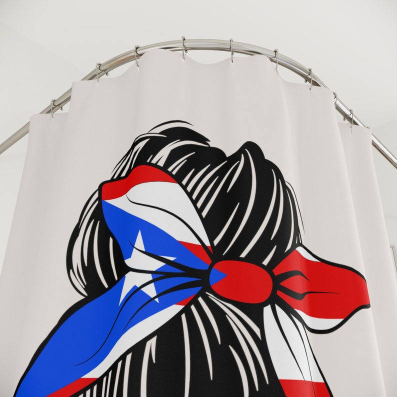 Puerto Rican Lady Flag Bun Shower Curtain Bathroom Etsy