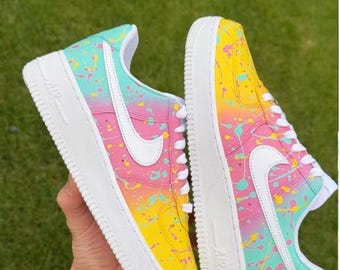 Custom Shoe Art Custom Nike Air Force Shoes Rainbow Drip Paint Colorful Sneakers AF1 